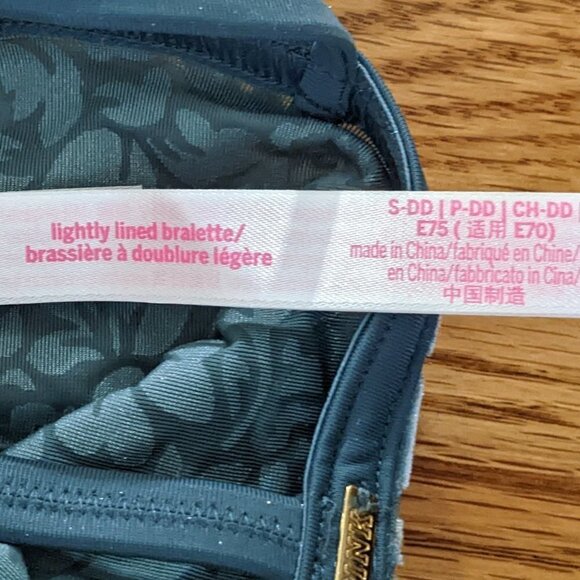 🧡 PINK Victoria's Secret Lightly Lined Bralette in Teal Floral Velour - Picture 4 of 4